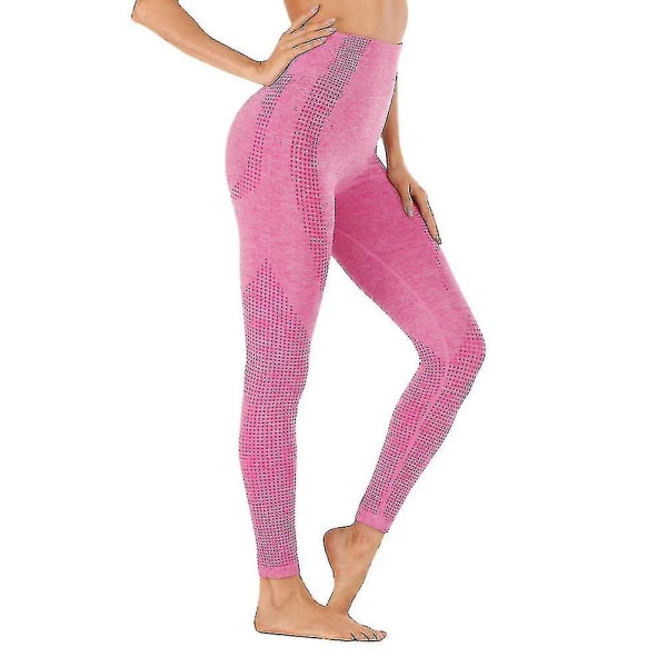 Kvinnor eamless Leggings Byxor Hög midja träning Gym Booty Butt Lifting Byxor trumpbyxor Kvinna Running-c Rose pink S