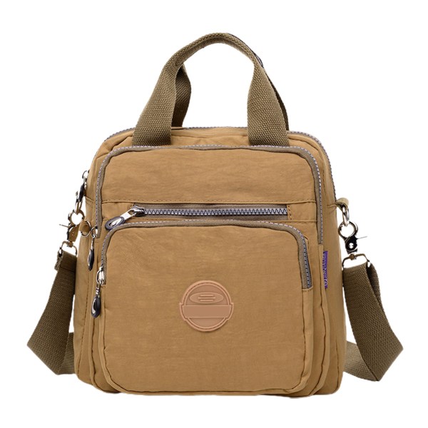 Casual nylon, resväska med stor kapasitet, vanntät håndväska, 2-vägs slitage Brown