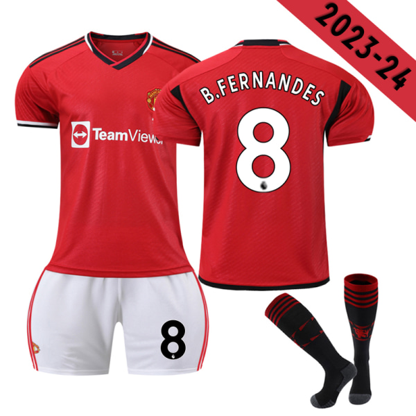 23-24 Manchester United Børnehjemmebanetrøje nr. 8 B. Fernandes 26