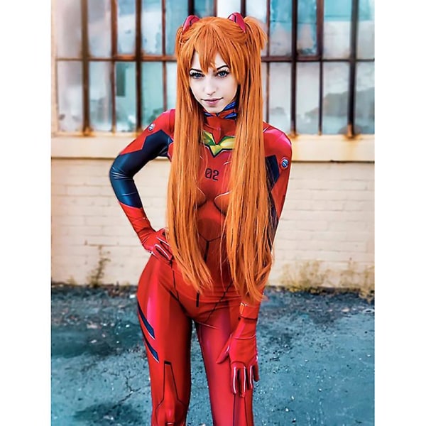 Anime Eva Cosplay -asu Bodysuit Asuka Sukkahousut aillot Ayanami Langley Halloween Party Cloth Red M