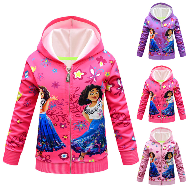 Encanto langærmet grafisk jakke med lynlås til børn Rose red 130cm