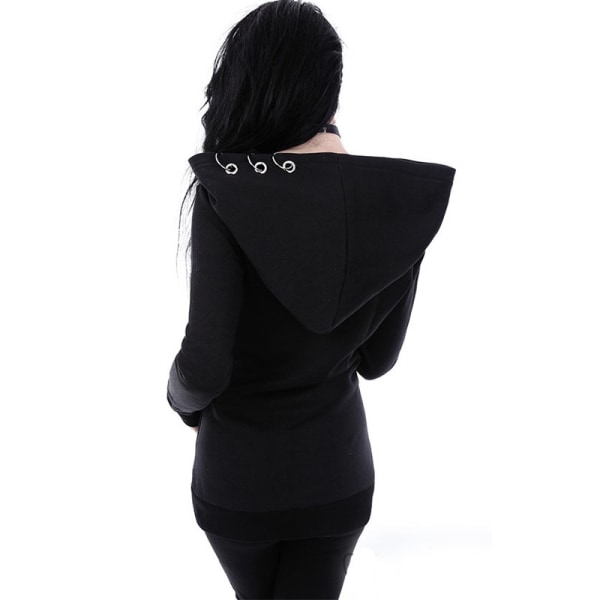 Casual tröja med luvtröja för damer Black S