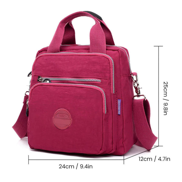 Casual nylon , resväska med stor kapacitet, vandtät håndväska, 2-vägs slidage Brown