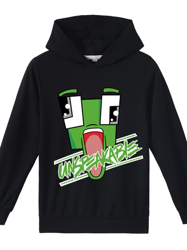 Kids Unspeakable printed hettegenser Sweatshirt Casual Pullover Topper black 140cm