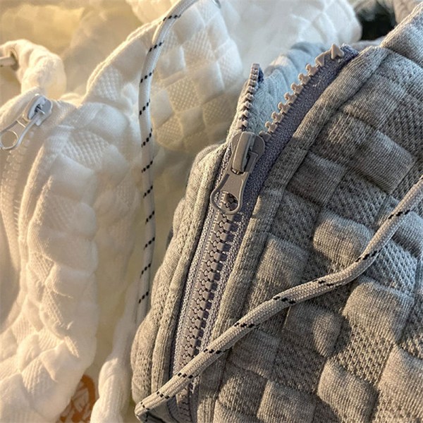 ode Retro hættetrøje til kvinder Streetwear Waffle Sweatshirt Dame Z White M