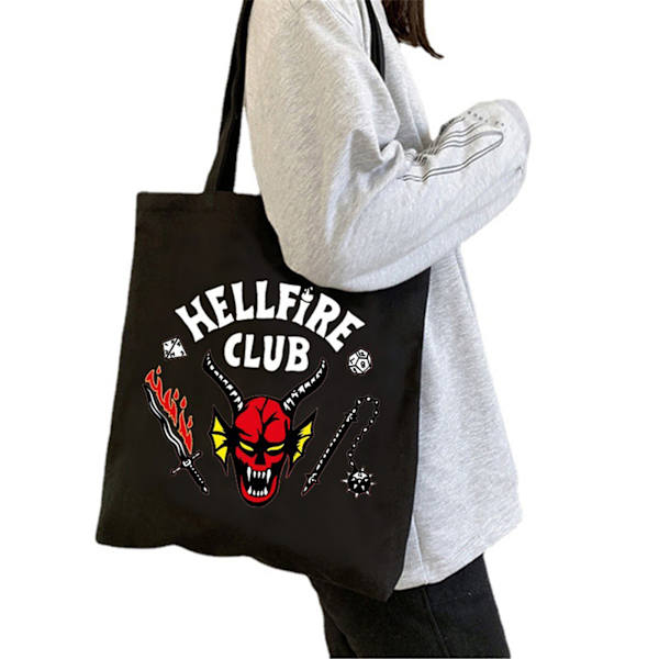 Stranger Things 4 Canvas Tote Bag Dame Daily Portable Shopping Black