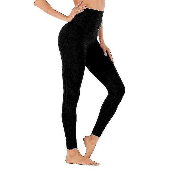 Kvinnor Seamless eggings Byxor Hög midja träning Gym Booty Butt ifting Byxor Strumpbyxor Kvinna Running-c Black L