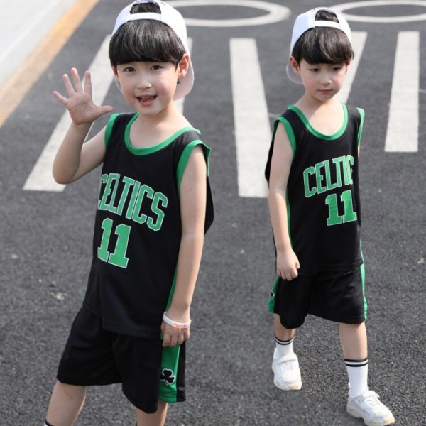 Basketball sportstøj børn træningstøj vest + shorts black 110cm