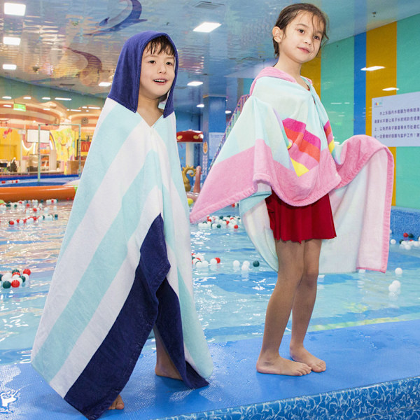 Utvidet Kids Bath Beach myk bomull Terry hette håndkle tegneserie Rainbow