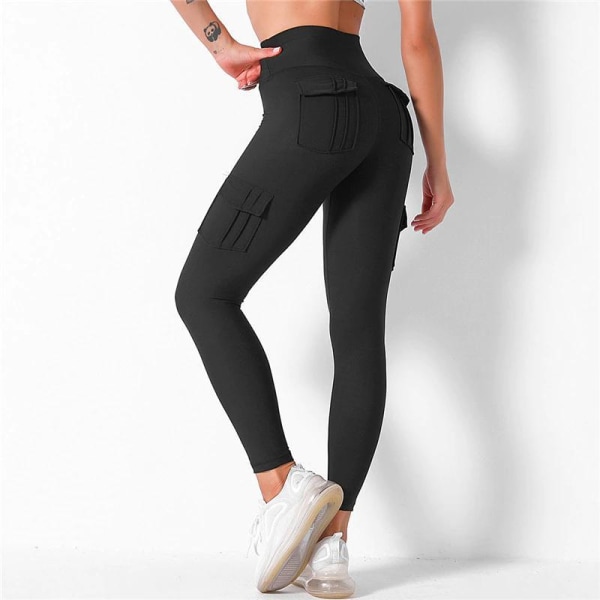 Svarte leggings med 4 lommer black m