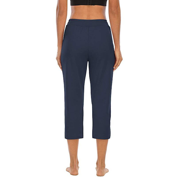 Kvinnor Yogabyxor med hög midja Fitness löparfickor Byxor Dark Blue,XXL