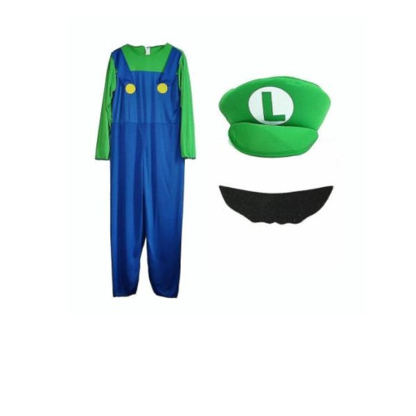 Børn Super Mario Luigi Bros Cosplay Fancy Dress Outfit Kostume Rød grøn 1 green M 105-120cm