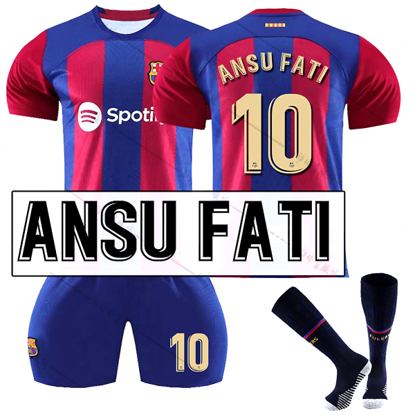 23/24 Ny sesong Hjemme F.C. Barcelona ANSU FATI nr. 10 Kids Jersey Pack Barn-16