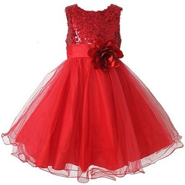 Söta flickor paljetterad blommaprinsessklänning barn gold 3-4Years