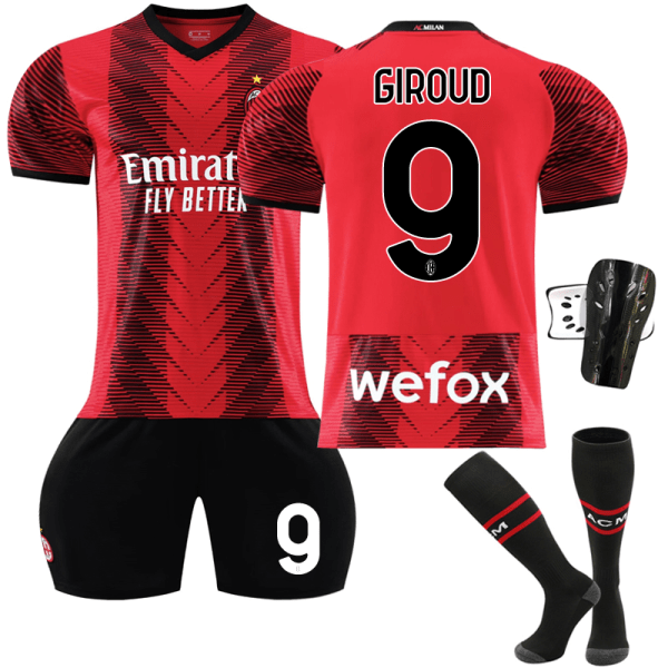 23-24 AC Milan Home Kids Soccer Kits #9 Giroud Training Kit Adults XL(180-190)