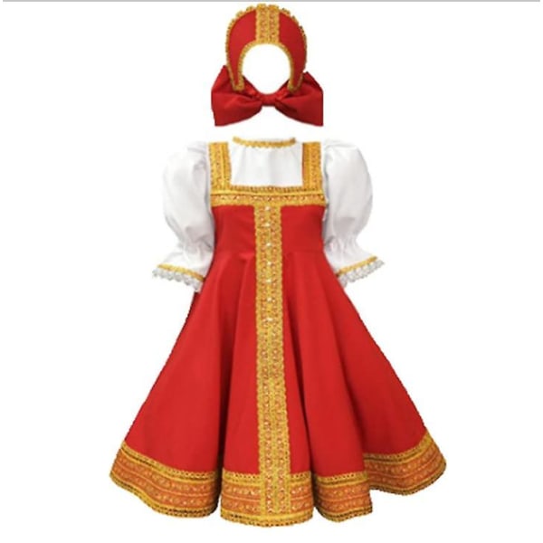 Rysk klänning Dansdräkt Traditionell klädsel Röd Sarafan