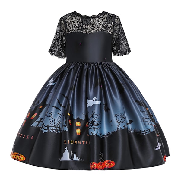 Halloween tyttöjen mekko Noitahame Cosplay-asut painettu mekko black 120cm