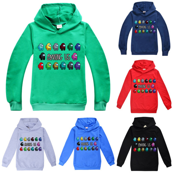 Blandt os Børn 3D Casual 3D Printet Sweatshirt Hættetrøje Pullover dark bule 160cm