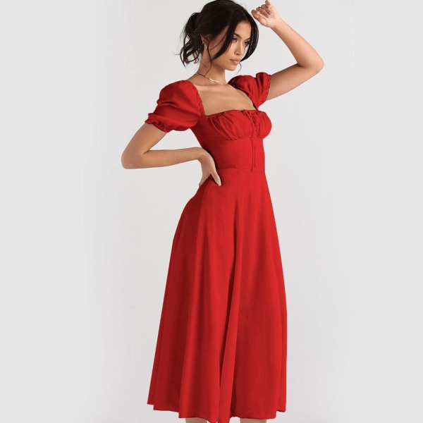 Kvinnlig klänning Pendlartemperament Färg Mode High-end Sling D red XL
