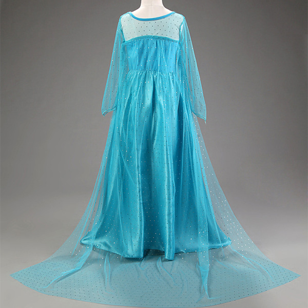 Frozen Elsa Princess Sequin Cape Klänning för födelsedagsbollklänning bule 140cm