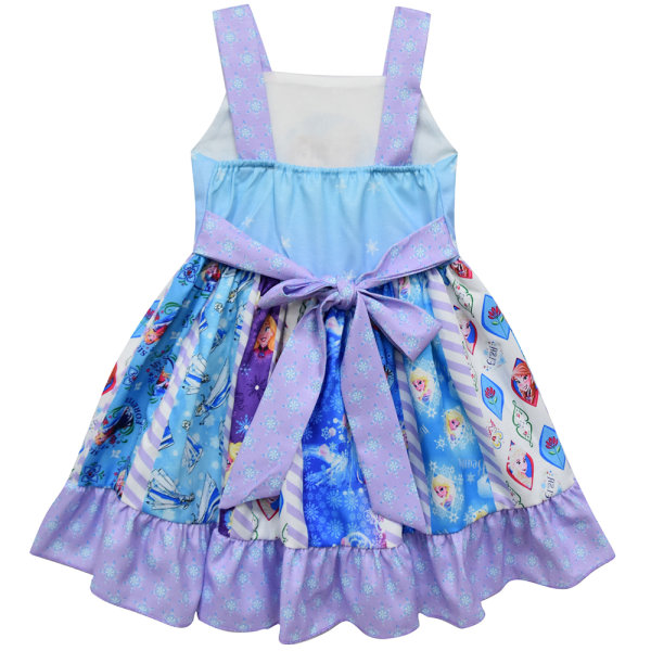 Girls Princess Suspender Dress Frozen Cosplay Costume Halloween light blue 130cm