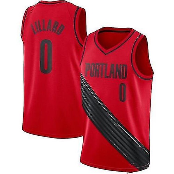 Damian Lillard #0 Basketballtrøye 21/22 Sportsuniform for menn Red 2XL