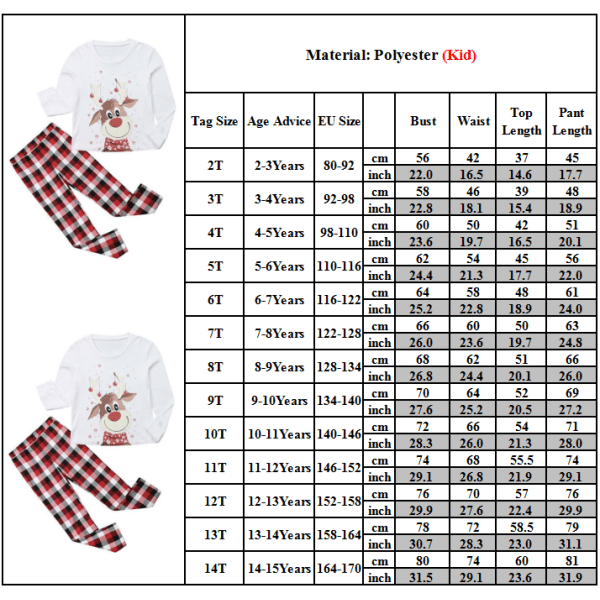 Jul förälder-barn print familjens matchande pyjamasset child 8T