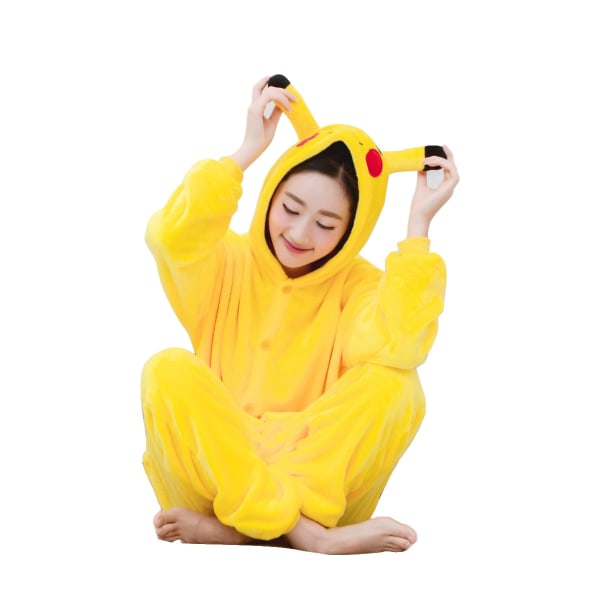 Familj Halloween Cosplay Kostym Djur Gul Pyjamas Vinter Varm tecknad sovkläder Matchande kläder Mamma Barn Onesie 1 4T