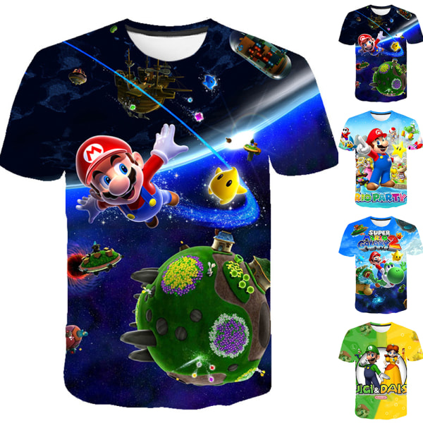 Super Mario 3D-printet T-shirt til børn Drenge Toppe B 140CM