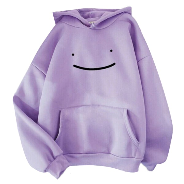 Menn Kvinner Smiley Print Langermet Uformell Hette Sweatshirt Topp purple-1 2XL