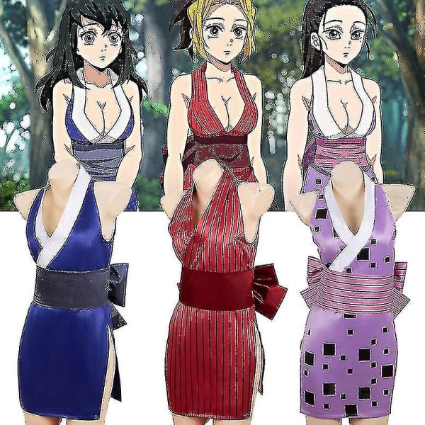 Anime Demon Slayer Makiwo kostume Uzui Tengen Wives Uniform Dress Entertainment District A XL
