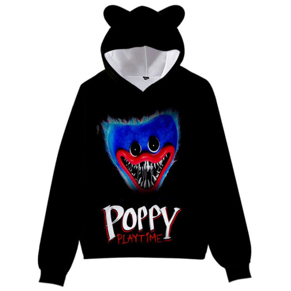 Poppy Playtime Huggy Wuggys Kids Cat Ear Hoodie Træningsdragt Toppe D 120cm