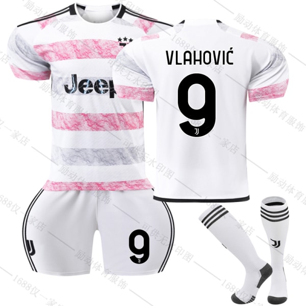 23/24 Ny säsong Borta Juventus F.C. VLAHOVIC Nr 9 Barn Jersey-paket Barn-20