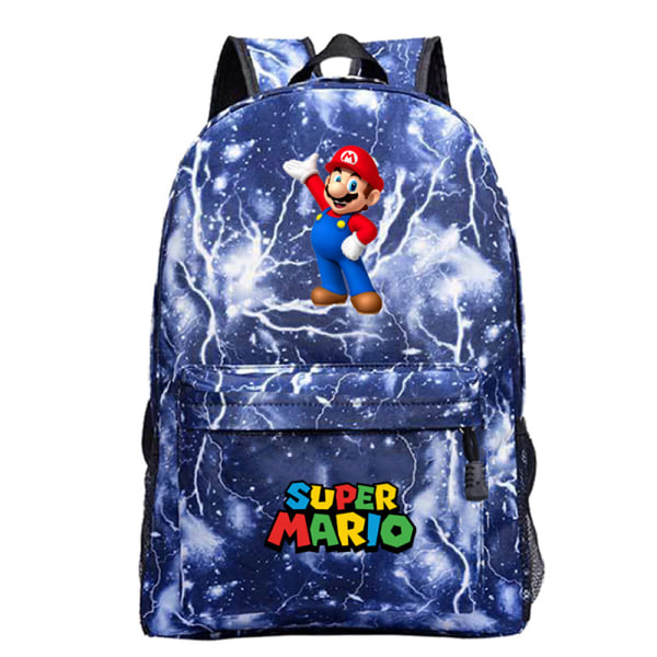 Super Mario Rygsæk Multi Character Video Game Skoletaske Rejser Lightning Blue