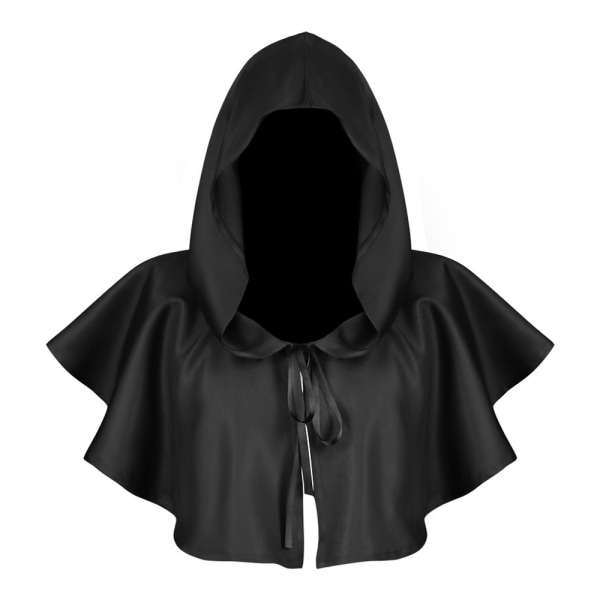 Halloween Cowl Hat Vintage medeltida Cowl Hat Cosplay kostym black