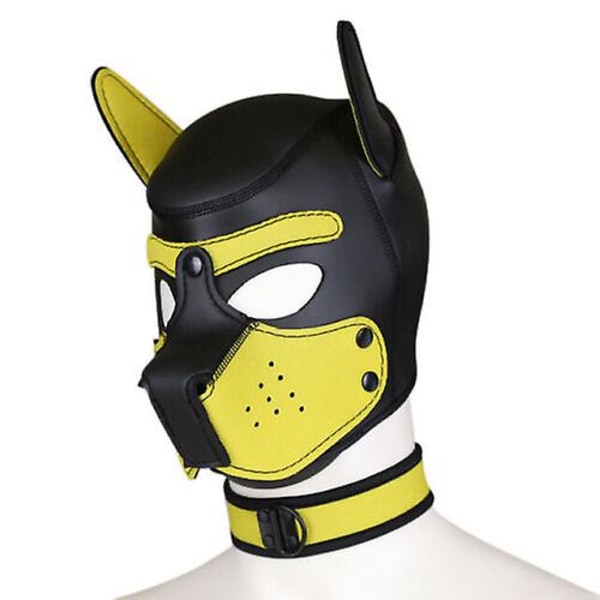 Carnival Puppy Mask Pustende hodeplagg Cosplay Animal Head Mask yellow Dog head mask collar