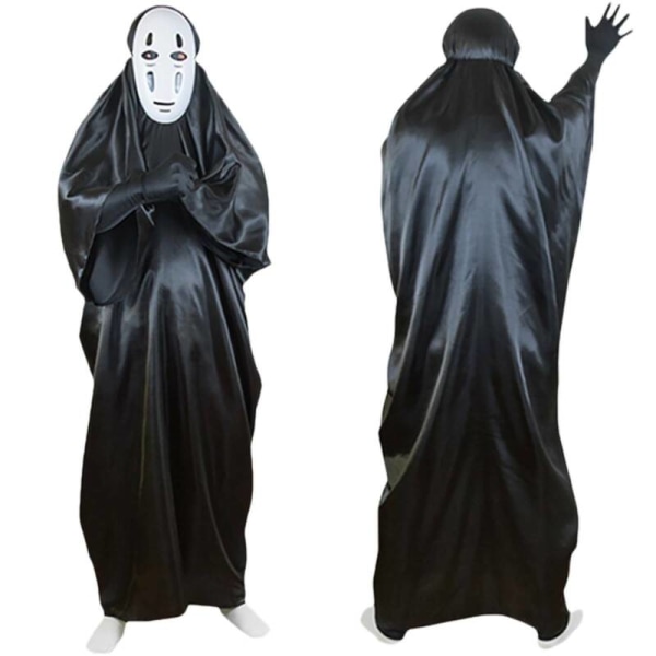 No Face Man Halloween-kostym med mask+kläder+handskar 2XL