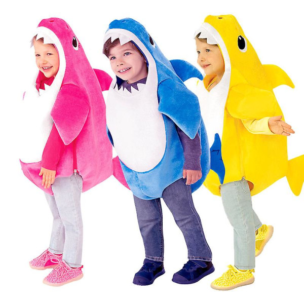 Djur Fisk Haj Dräkt Pojkar Flickor Halloween Cosplay Kostymer Barnfest Rollspel Låtsaslek Klä upp Dräkt Kostym Pink 110 ( 3-4 years)