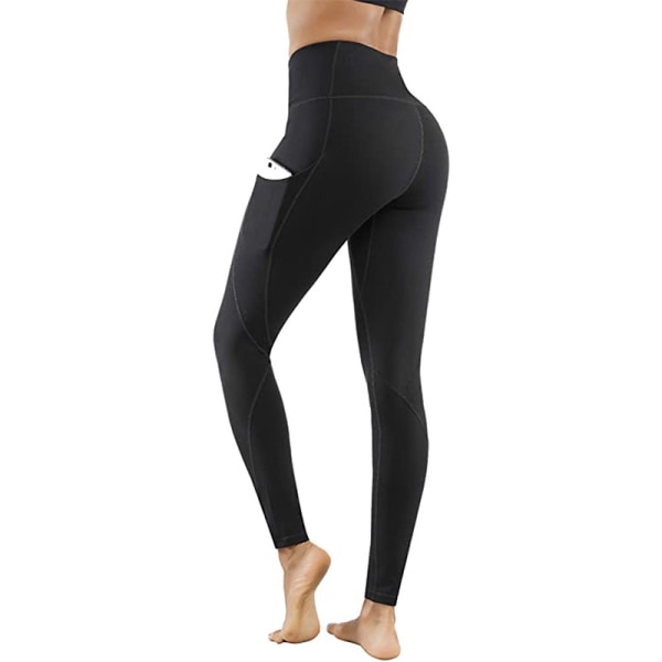 Naisten korkeavyötäröinen Joogahousut Fitness Leggingsit Juoksukuntosali Stretch Black,M