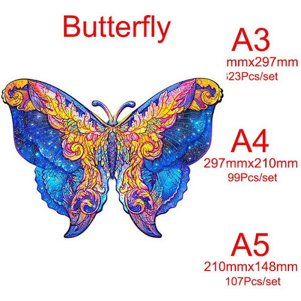Leijona luovat puiset palapelilohkot opettavaiset palapelilelut Butterfly A4