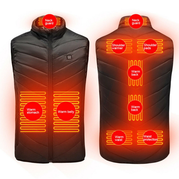 Lämmitetty liivi USB Electric Body Warmer Jacket tuulenpitävät takit XXL