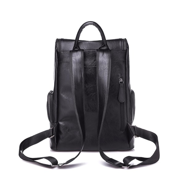 Laptop ryggsäck resväska PU läder axelväska för man black