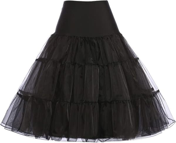 50'er underkjole Rockabilly kjole Crinoline Tutu til kvinder Sort Black S
