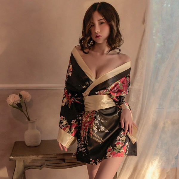 Sexet Undertøj Style Print Nattøj Sexet Kimono Cosplay Linge Black