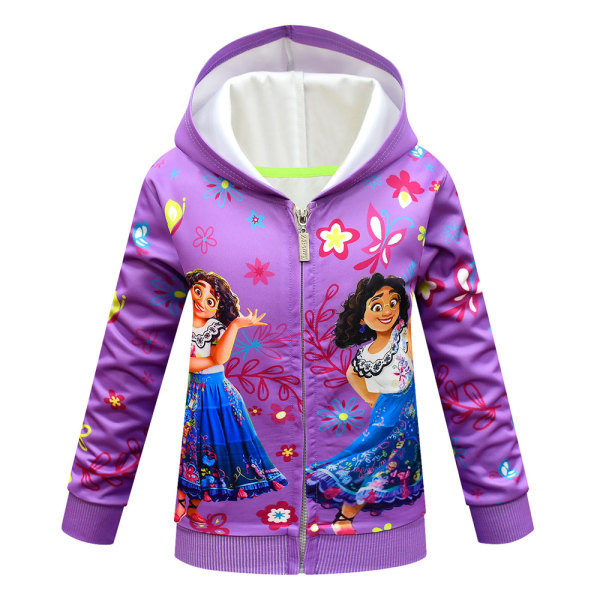 Kids Encanto Long Sleeve Zip Up Graphic Jacket Coat purple 130cm