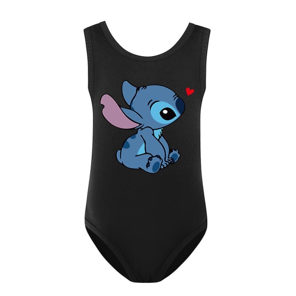 914 år Barn Flickor Lilo And Stitch Badkläder Baddräkt One Piece Black 9-10 Years