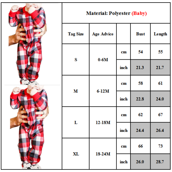 Jul förälder-barn print familjens matchande pyjamasset baby S
