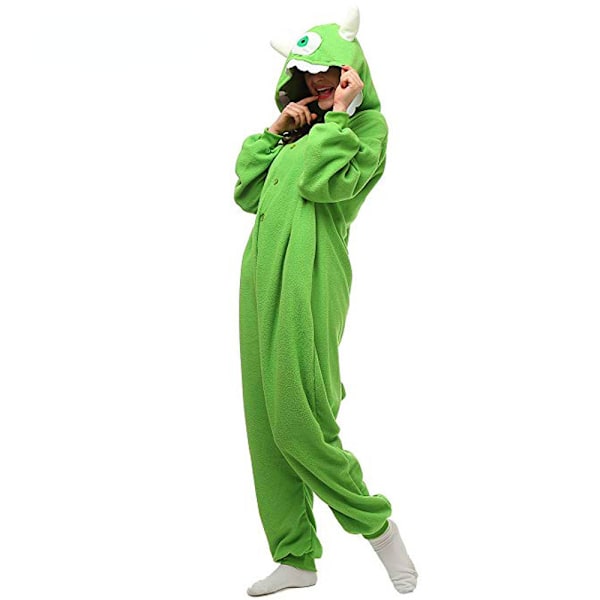Pyjamas fleece onesie vuxen djur pyjamas tecknad grön enögd monster kläder vinter pyjamas rolig White  Angle XL Fit 179cm-189cm