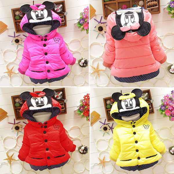 Piger Baby Minnie Coat Hættetrøje Vintervarmer Overtøj Toppe Yellow 8