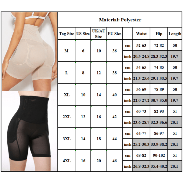 Kvinner Høy midje Body Shaper Slank magekontroll apricot XL